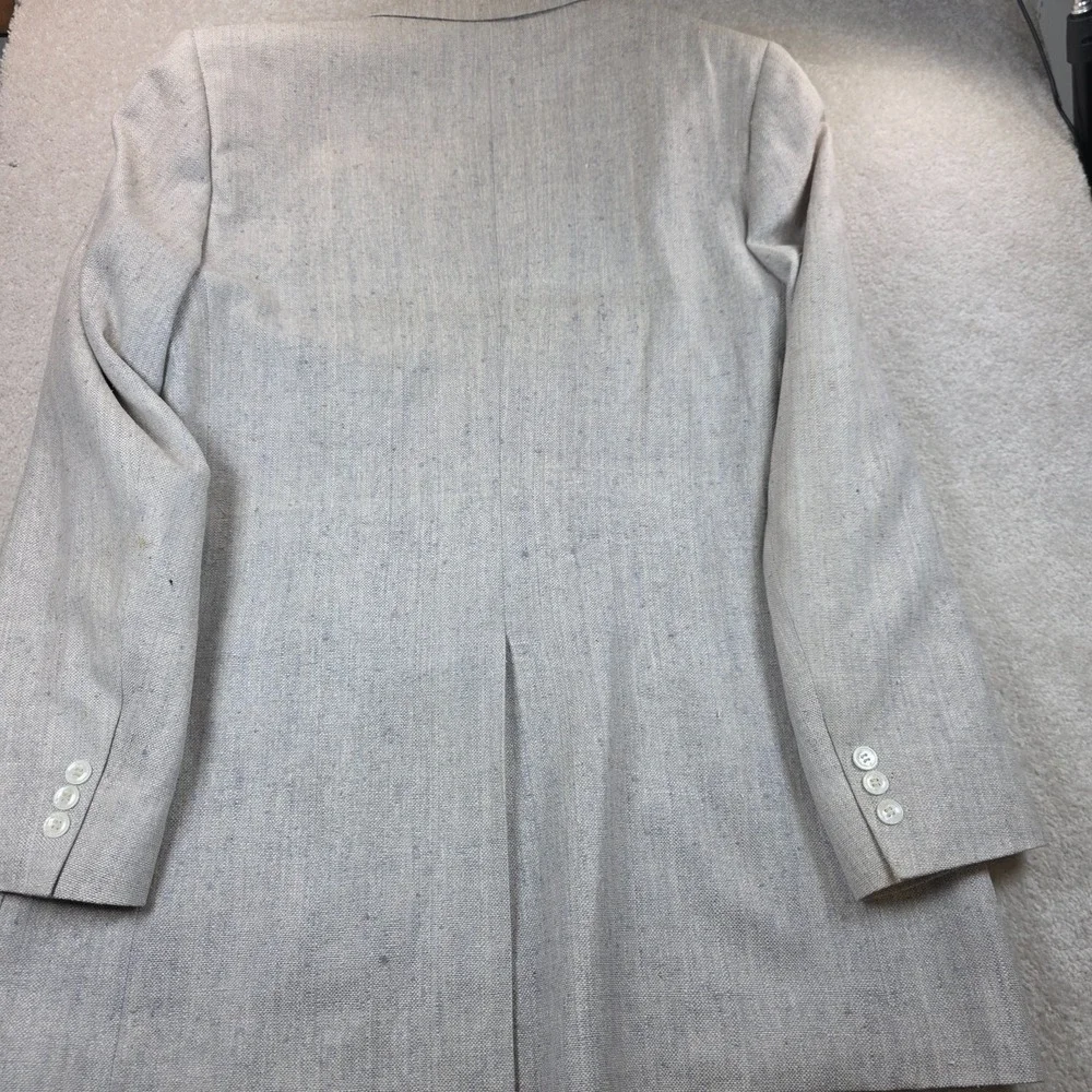 House of Darby Ltd Mens 36R Oatmeal Blue Fleck 100% Silk VTG Sport Coat Blazer
